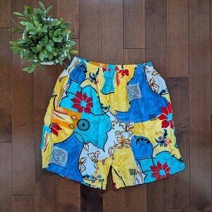 BEACHY COLORFUL PATCHWORK VINTAGE FLOWY SHORTS